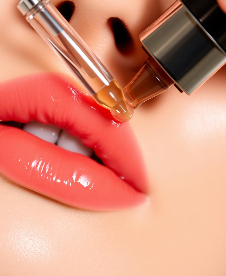 Lip Oil applied for glossy shine